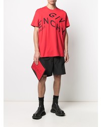 T-shirt à col rond imprimé rouge et noir Givenchy