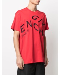 T-shirt à col rond imprimé rouge et noir Givenchy