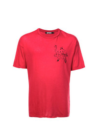 T-shirt à col rond imprimé rouge et noir Adaptation