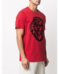 T-shirt à col rond imprimé rouge et noir Billionaire