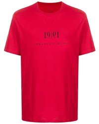 T-shirt à col rond imprimé rouge et noir Armani Exchange