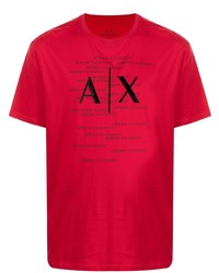 T-shirt à col rond imprimé rouge et noir Armani Exchange