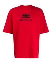 T-shirt à col rond imprimé rouge et noir Balenciaga