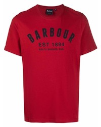 T-shirt à col rond imprimé rouge et noir Barbour
