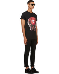 T-shirt à col rond imprimé rouge et noir Marcelo Burlon County of Milan