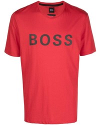 T-shirt à col rond imprimé rouge et noir BOSS