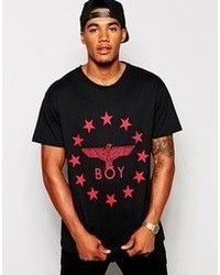 T-shirt à col rond imprimé rouge et noir Boy London