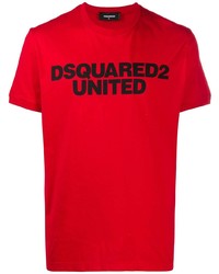 T-shirt à col rond imprimé rouge et noir DSQUARED2
