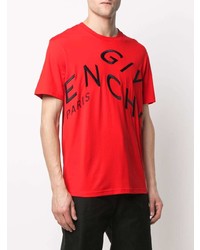 T-shirt à col rond imprimé rouge et noir Givenchy