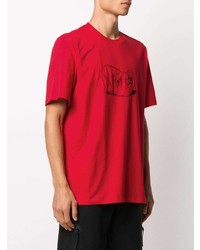 T-shirt à col rond imprimé rouge et noir MSGM