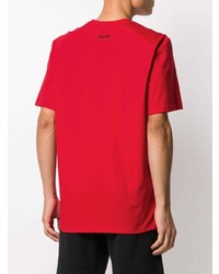 T-shirt à col rond imprimé rouge et noir MSGM