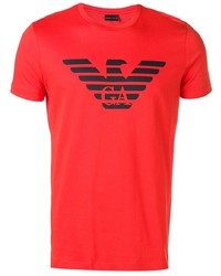T-shirt à col rond imprimé rouge et noir Emporio Armani