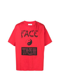 T-shirt à col rond imprimé rouge et noir Facetasm