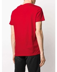 T-shirt à col rond imprimé rouge et noir Balmain