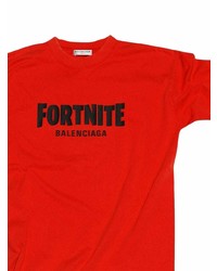 T-shirt à col rond imprimé rouge et noir Balenciaga