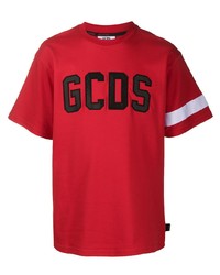 T-shirt à col rond imprimé rouge et noir Gcds