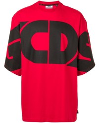 T-shirt à col rond imprimé rouge et noir Gcds