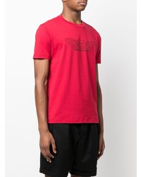 T-shirt à col rond imprimé rouge et noir Emporio Armani