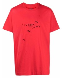T-shirt à col rond imprimé rouge et noir Givenchy