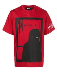 T-shirt à col rond imprimé rouge et noir Haculla