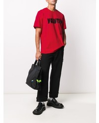 T-shirt à col rond imprimé rouge et noir MSGM