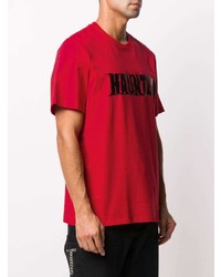 T-shirt à col rond imprimé rouge et noir MSGM