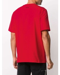 T-shirt à col rond imprimé rouge et noir MSGM