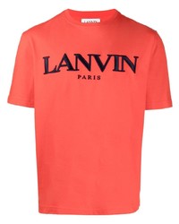 T-shirt à col rond imprimé rouge et noir Lanvin