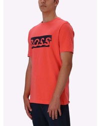 T-shirt à col rond imprimé rouge et noir BOSS