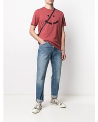 T-shirt à col rond imprimé rouge et noir PS Paul Smith