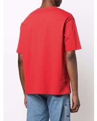 T-shirt à col rond imprimé rouge et noir Balmain