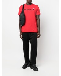 T-shirt à col rond imprimé rouge et noir Moncler