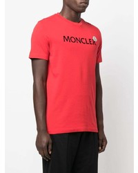 T-shirt à col rond imprimé rouge et noir Moncler