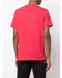 T-shirt à col rond imprimé rouge et noir Diesel