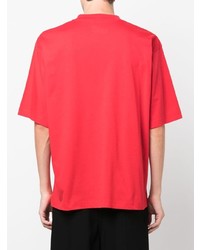 T-shirt à col rond imprimé rouge et noir Marni