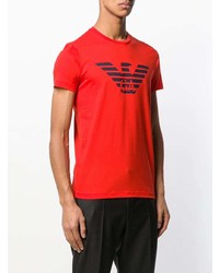 T-shirt à col rond imprimé rouge et noir Emporio Armani