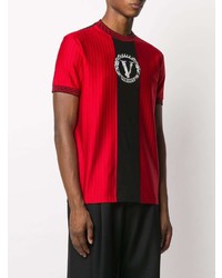 T-shirt à col rond imprimé rouge et noir Versace