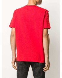 T-shirt à col rond imprimé rouge et noir Just Cavalli