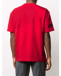 T-shirt à col rond imprimé rouge et noir MONCLER GRENOBLE