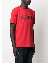 T-shirt à col rond imprimé rouge et noir BOSS