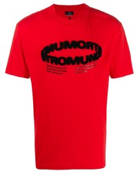 T-shirt à col rond imprimé rouge et noir Marcelo Burlon County of Milan