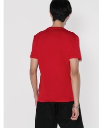 T-shirt à col rond imprimé rouge et noir Versace