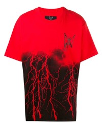 T-shirt à col rond imprimé rouge et noir MJB Marc Jacques Burton