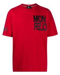 T-shirt à col rond imprimé rouge et noir MONCLER GRENOBLE