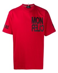 T-shirt à col rond imprimé rouge et noir MONCLER GRENOBLE