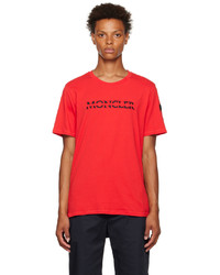 T-shirt à col rond imprimé rouge et noir Moncler