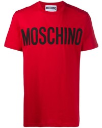 T-shirt à col rond imprimé rouge et noir Moschino