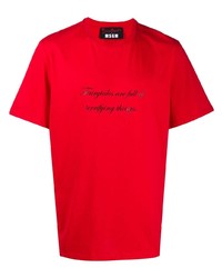 T-shirt à col rond imprimé rouge et noir MSGM