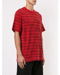 T-shirt à col rond imprimé rouge et noir Supreme