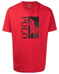 T-shirt à col rond imprimé rouge et noir Polo Ralph Lauren